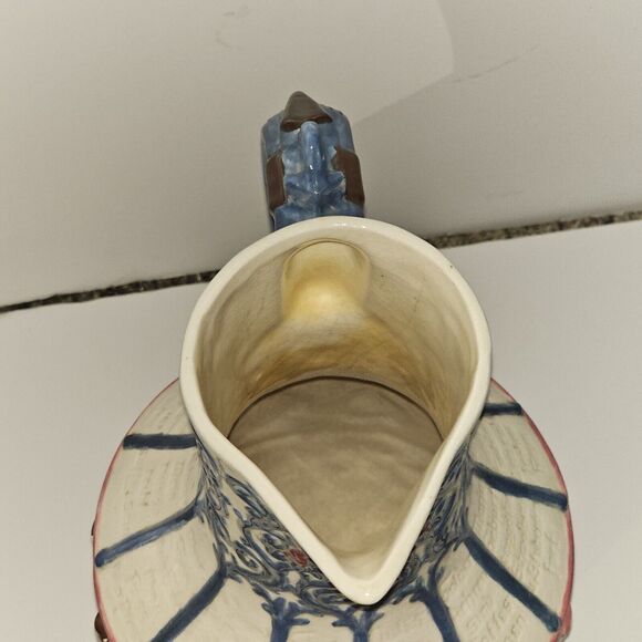 Atlantic Mold Decorative German Painted Pitcher Old World Circa. 1970 Vintage - Picture 11 of 16